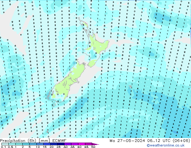 Precipitação (6h) ECMWF Seg 27.05.2024 12 UTC