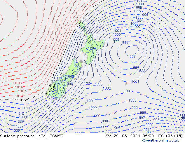 Yer basıncı ECMWF Çar 29.05.2024 06 UTC