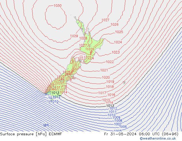 Atmosférický tlak ECMWF Pá 31.05.2024 06 UTC