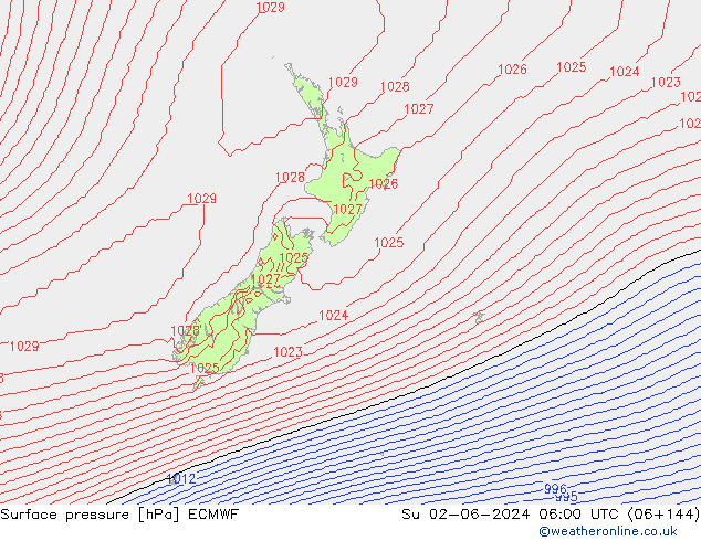 приземное давление ECMWF Вс 02.06.2024 06 UTC