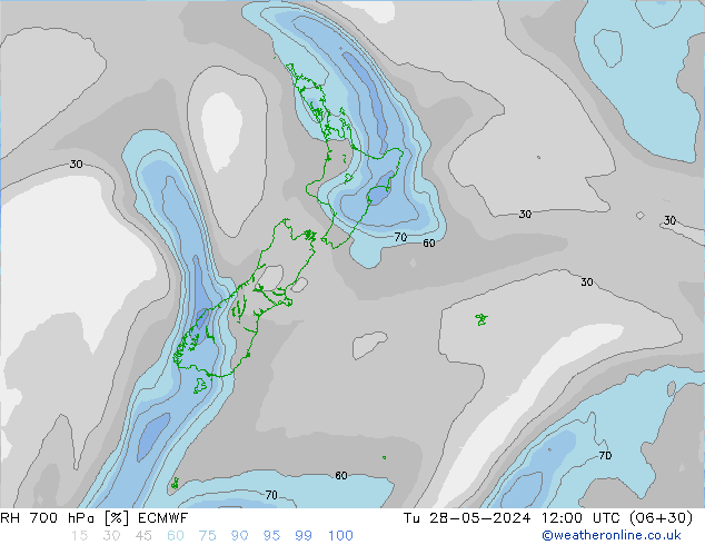 RH 700 hPa ECMWF  28.05.2024 12 UTC