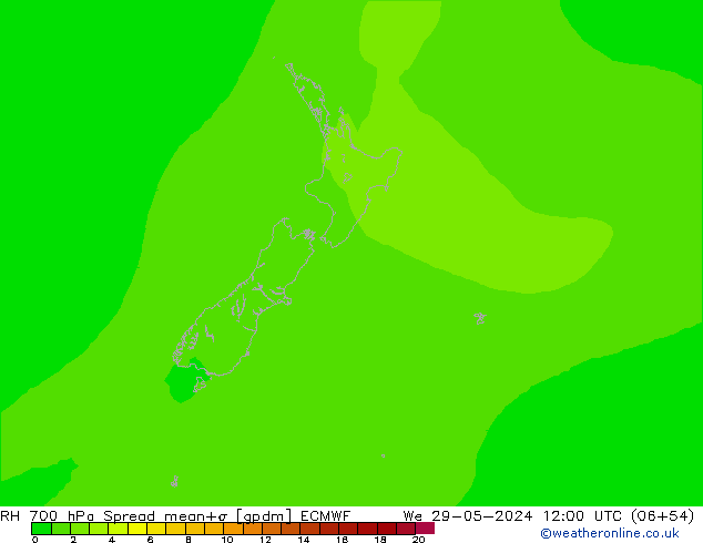 RH 700 hPa Spread ECMWF Qua 29.05.2024 12 UTC