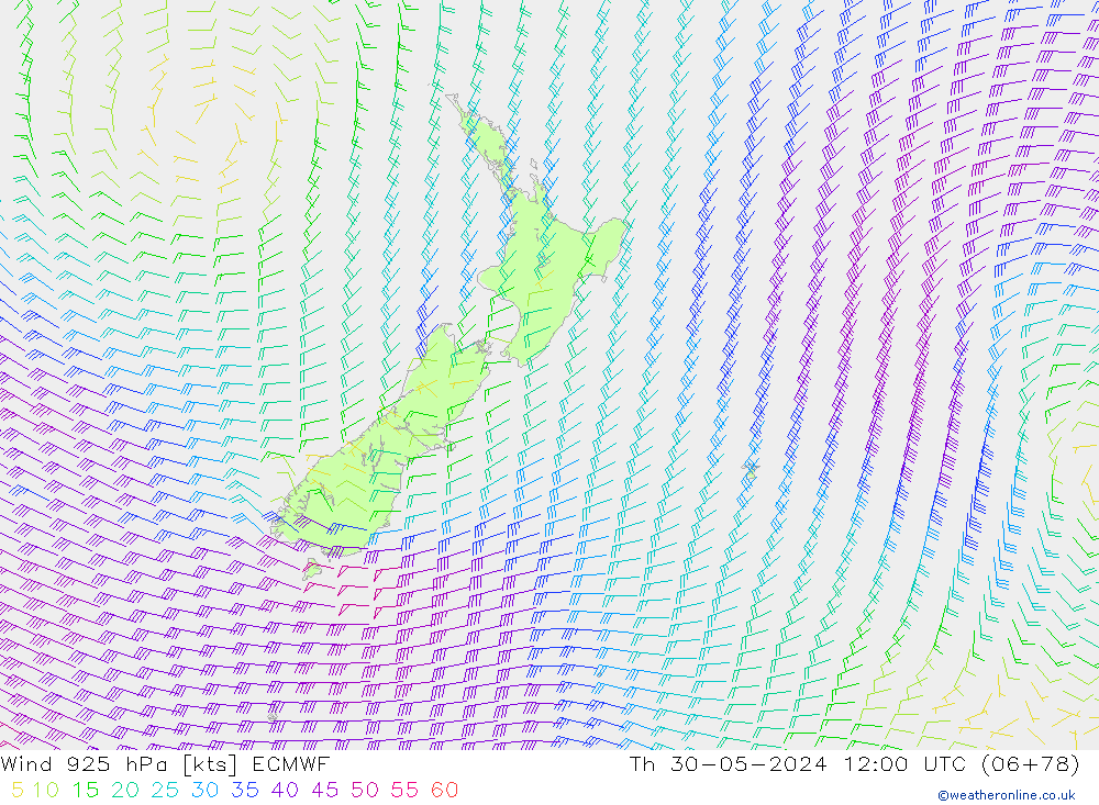 Wind 925 hPa ECMWF Th 30.05.2024 12 UTC