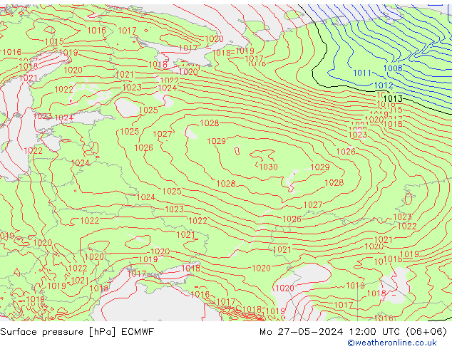 Luchtdruk (Grond) ECMWF ma 27.05.2024 12 UTC