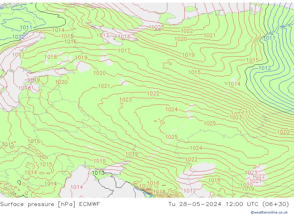 Surface pressure ECMWF Tu 28.05.2024 12 UTC