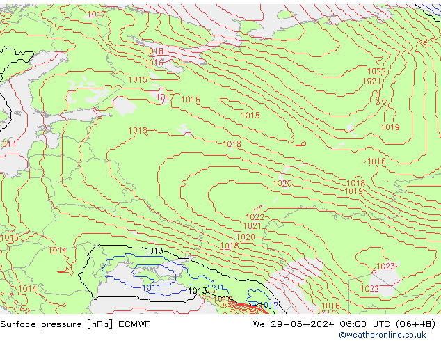 Surface pressure ECMWF We 29.05.2024 06 UTC