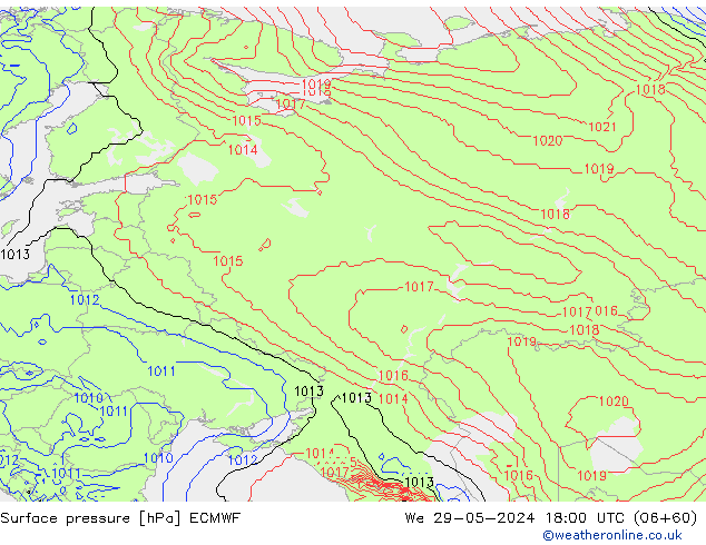 Atmosférický tlak ECMWF St 29.05.2024 18 UTC