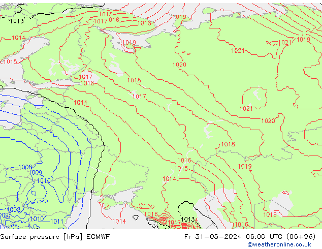 Surface pressure ECMWF Fr 31.05.2024 06 UTC