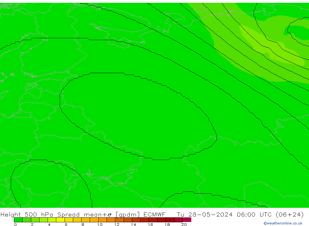 Height 500 hPa Spread ECMWF Tu 28.05.2024 06 UTC