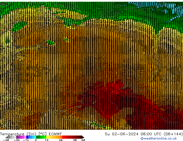 Temperature (2m) ECMWF Su 02.06.2024 06 UTC