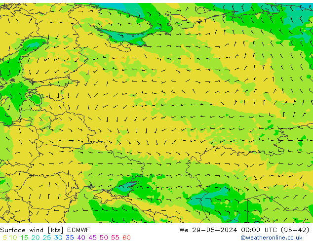 Rüzgar 10 m ECMWF Çar 29.05.2024 00 UTC