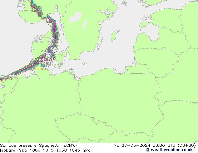 приземное давление Spaghetti ECMWF пн 27.05.2024 06 UTC