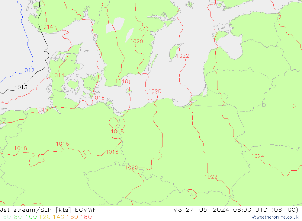 джет/приземное давление ECMWF пн 27.05.2024 06 UTC