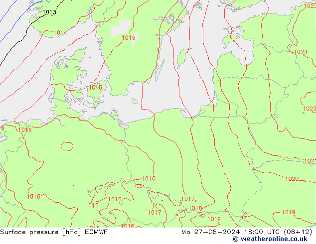 Surface pressure ECMWF Mo 27.05.2024 18 UTC