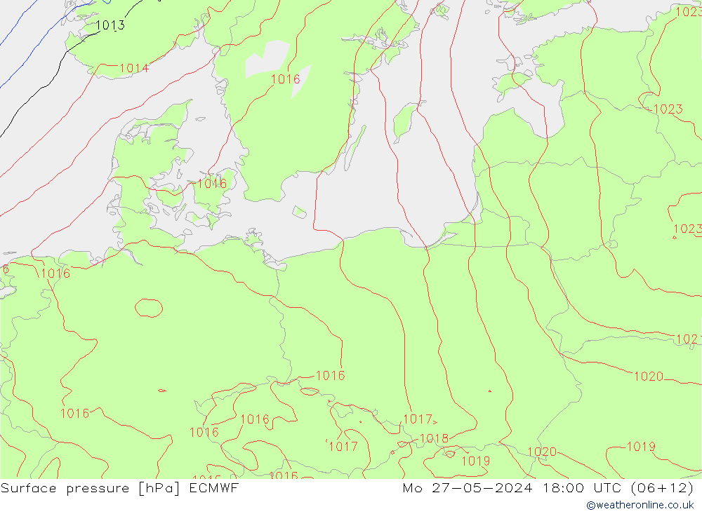 ciśnienie ECMWF pon. 27.05.2024 18 UTC