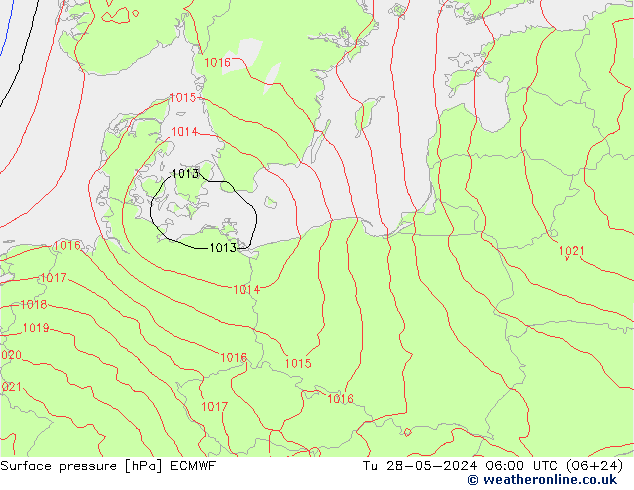 Surface pressure ECMWF Tu 28.05.2024 06 UTC