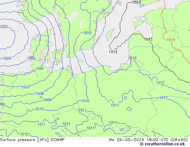 Pressione al suolo ECMWF mer 29.05.2024 18 UTC