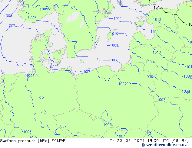 Surface pressure ECMWF Th 30.05.2024 18 UTC