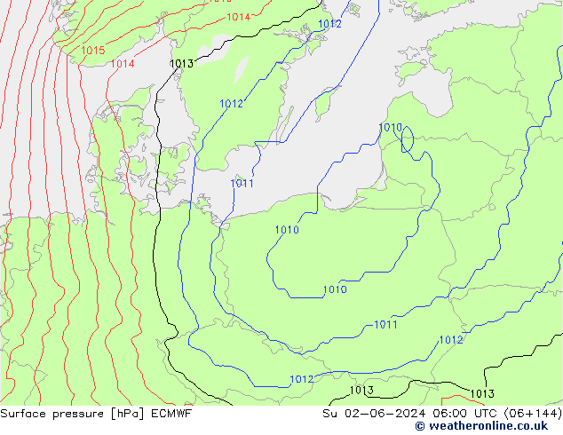 приземное давление ECMWF Вс 02.06.2024 06 UTC