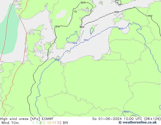 High wind areas ECMWF So 01.06.2024 12 UTC