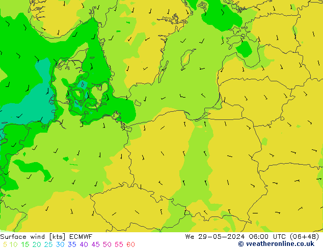 Surface wind ECMWF We 29.05.2024 06 UTC