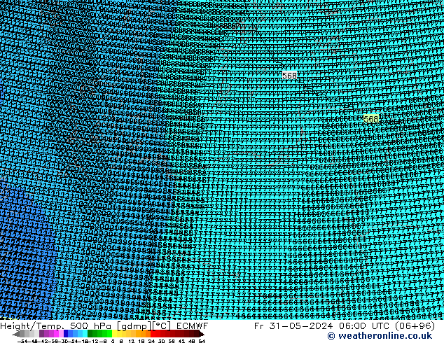 Height/Temp. 500 hPa ECMWF Fr 31.05.2024 06 UTC