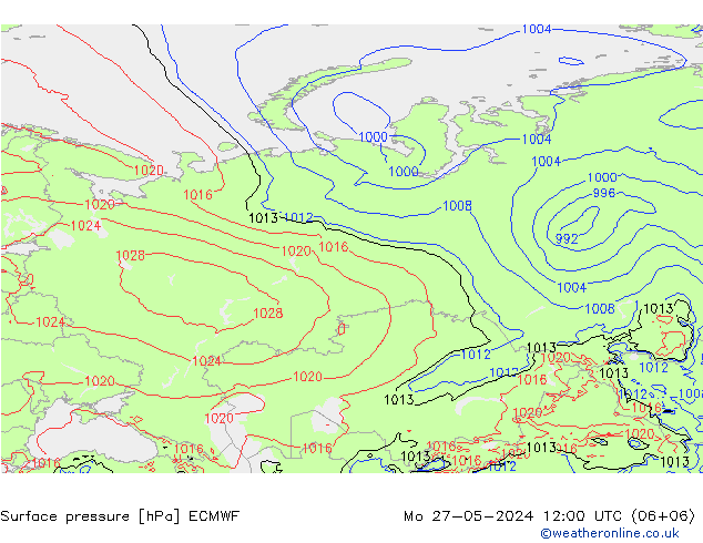 pressão do solo ECMWF Seg 27.05.2024 12 UTC