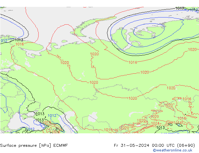 Surface pressure ECMWF Fr 31.05.2024 00 UTC