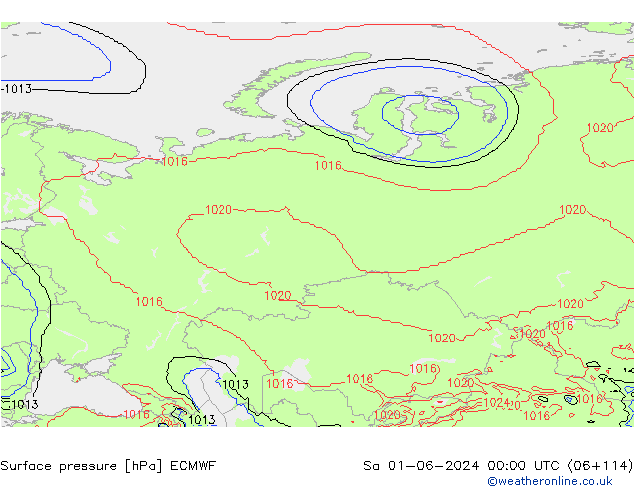 Surface pressure ECMWF Sa 01.06.2024 00 UTC