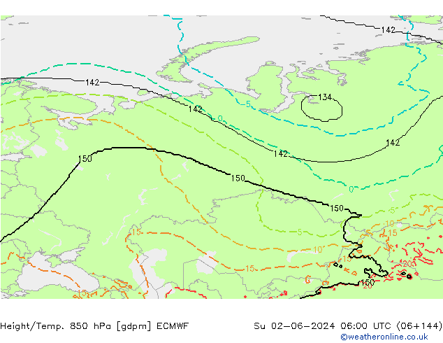 Height/Temp. 850 hPa ECMWF Su 02.06.2024 06 UTC