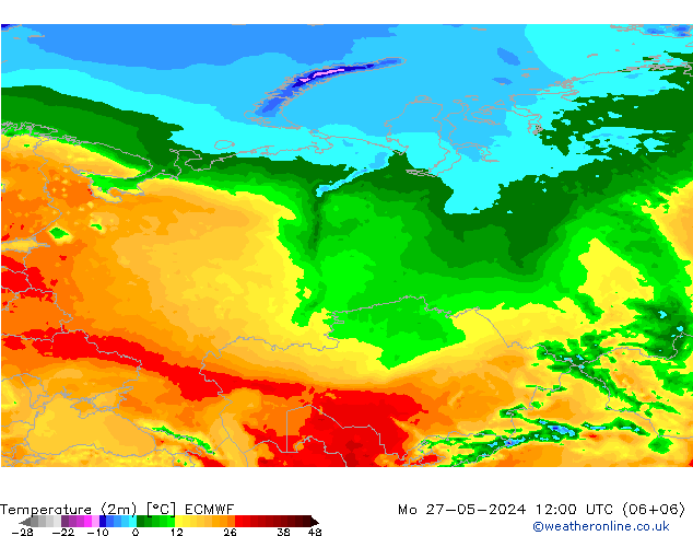 température (2m) ECMWF lun 27.05.2024 12 UTC