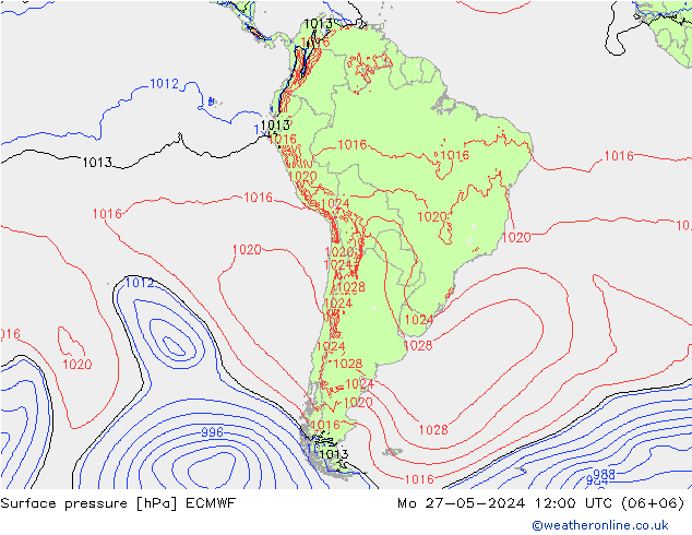 Pressione al suolo ECMWF lun 27.05.2024 12 UTC