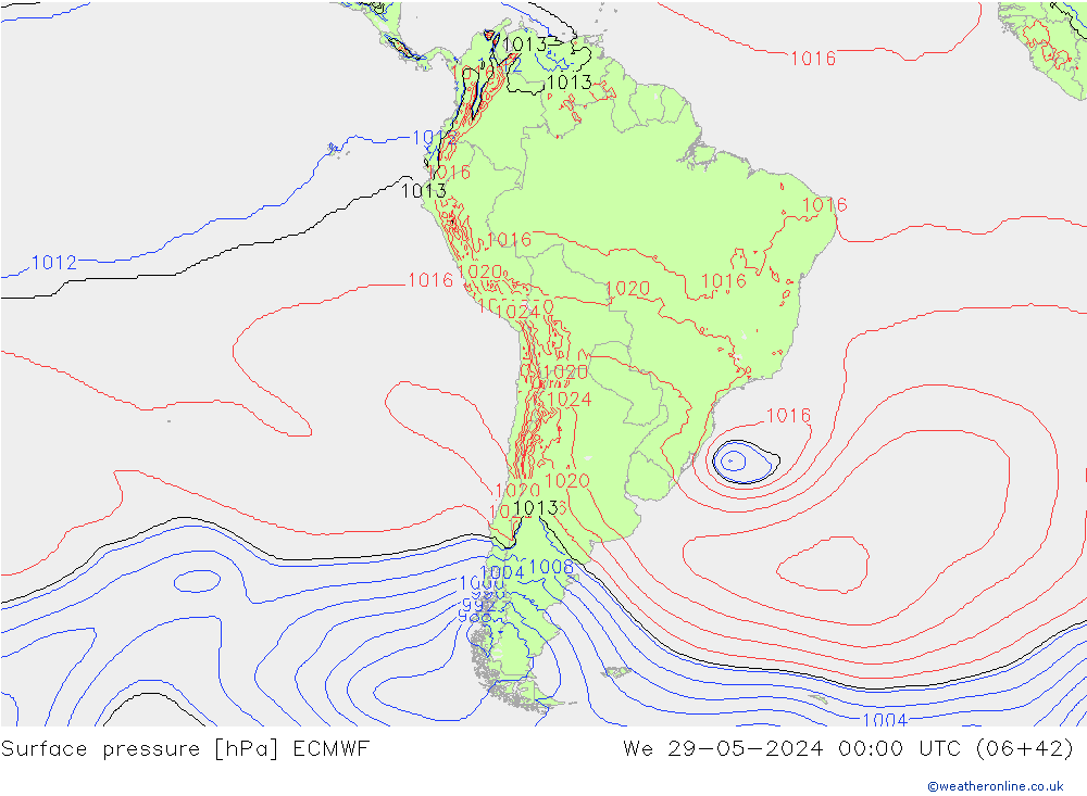 Luchtdruk (Grond) ECMWF wo 29.05.2024 00 UTC