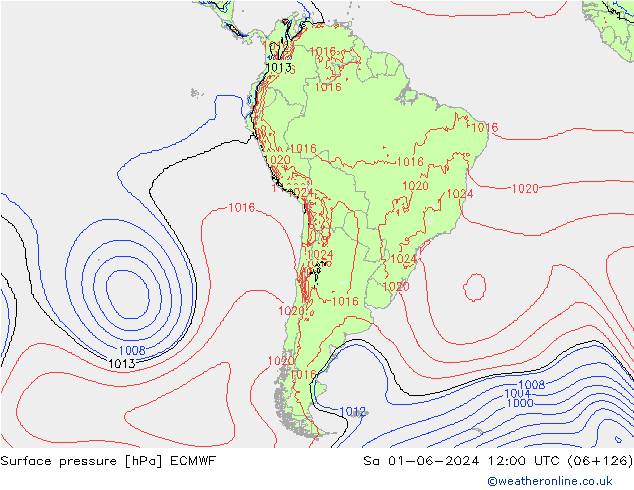 приземное давление ECMWF сб 01.06.2024 12 UTC