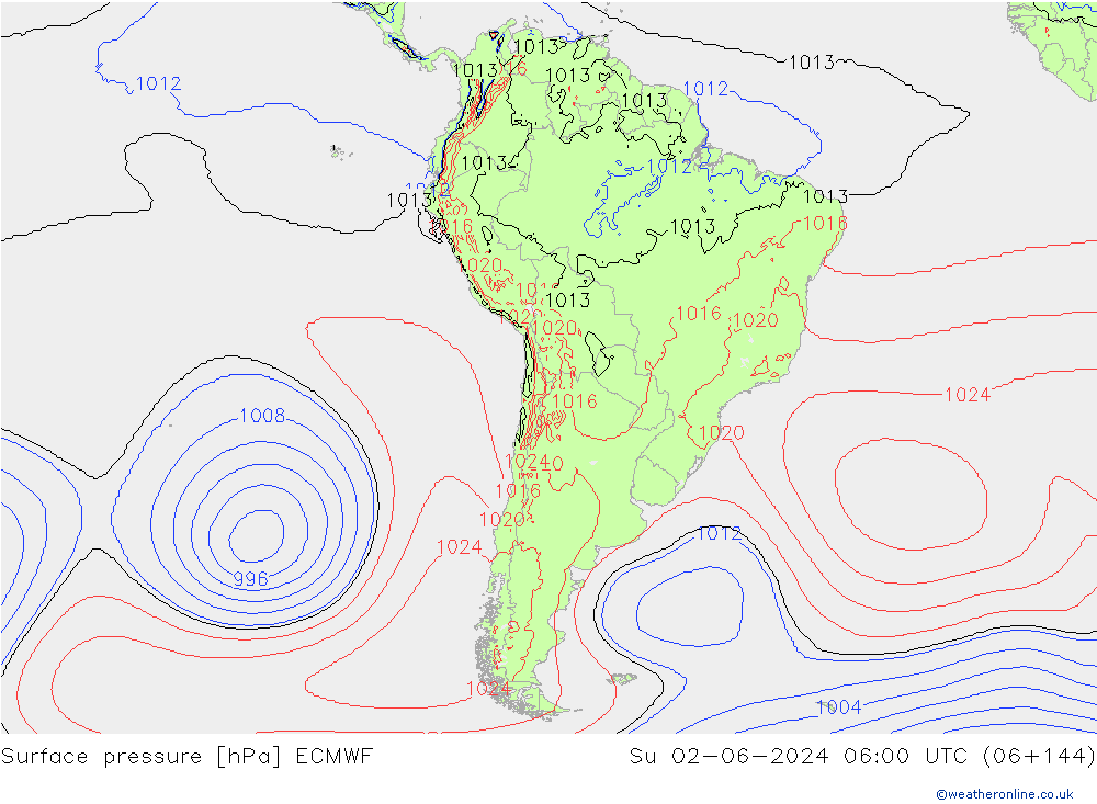 Surface pressure ECMWF Su 02.06.2024 06 UTC