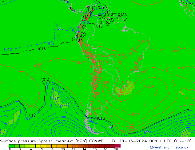 приземное давление Spread ECMWF вт 28.05.2024 00 UTC