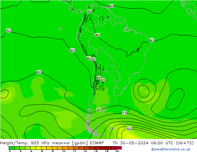 Height/Temp. 925 hPa ECMWF  30.05.2024 06 UTC