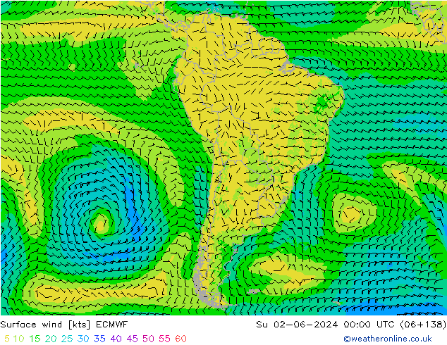 Bodenwind ECMWF So 02.06.2024 00 UTC