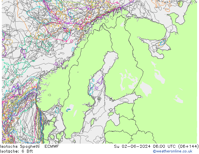 Isotachs Spaghetti ECMWF Вс 02.06.2024 06 UTC