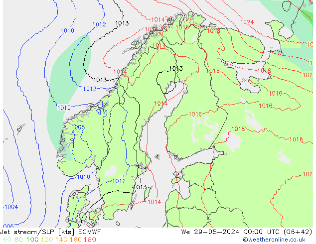 Jet stream/SLP ECMWF We 29.05.2024 00 UTC