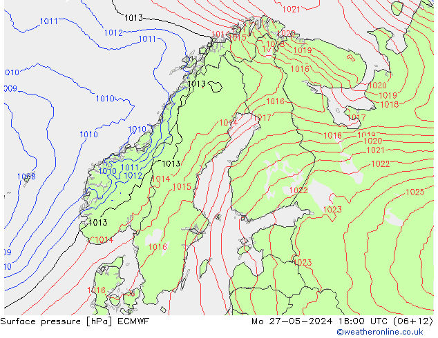 Luchtdruk (Grond) ECMWF ma 27.05.2024 18 UTC