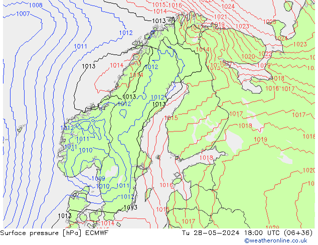 Yer basıncı ECMWF Sa 28.05.2024 18 UTC