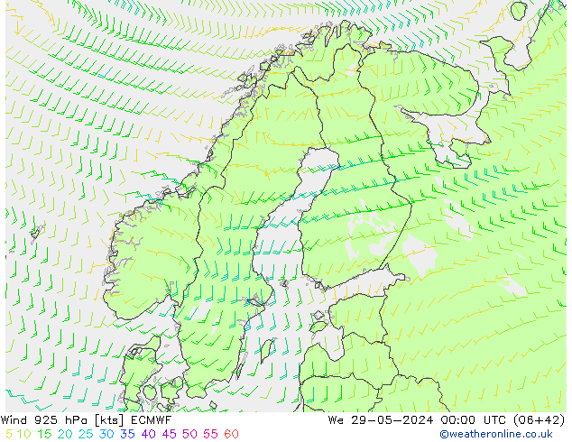 Wind 925 hPa ECMWF We 29.05.2024 00 UTC