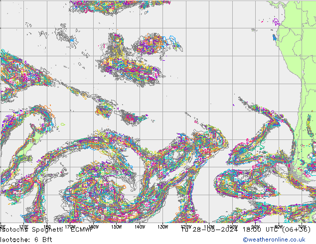 Isotachs Spaghetti ECMWF Tu 28.05.2024 18 UTC