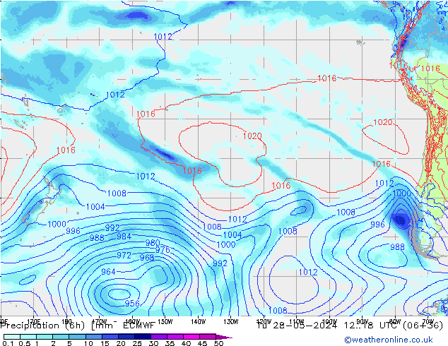 Precipitation (6h) ECMWF Tu 28.05.2024 18 UTC