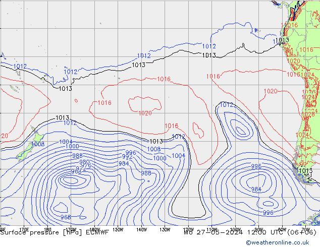 Surface pressure ECMWF Mo 27.05.2024 12 UTC