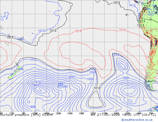 Surface pressure ECMWF Mo 27.05.2024 18 UTC