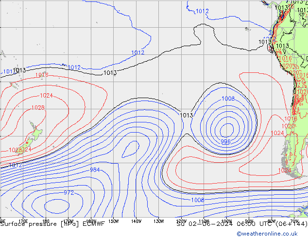 Yer basıncı ECMWF Paz 02.06.2024 06 UTC