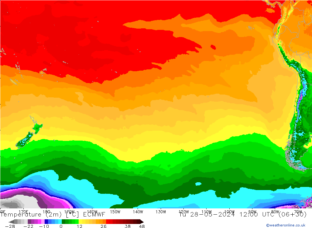 Temperaturkarte (2m) ECMWF Di 28.05.2024 12 UTC
