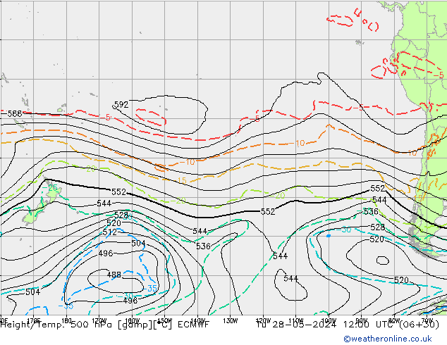 Height/Temp. 500 hPa ECMWF Tu 28.05.2024 12 UTC